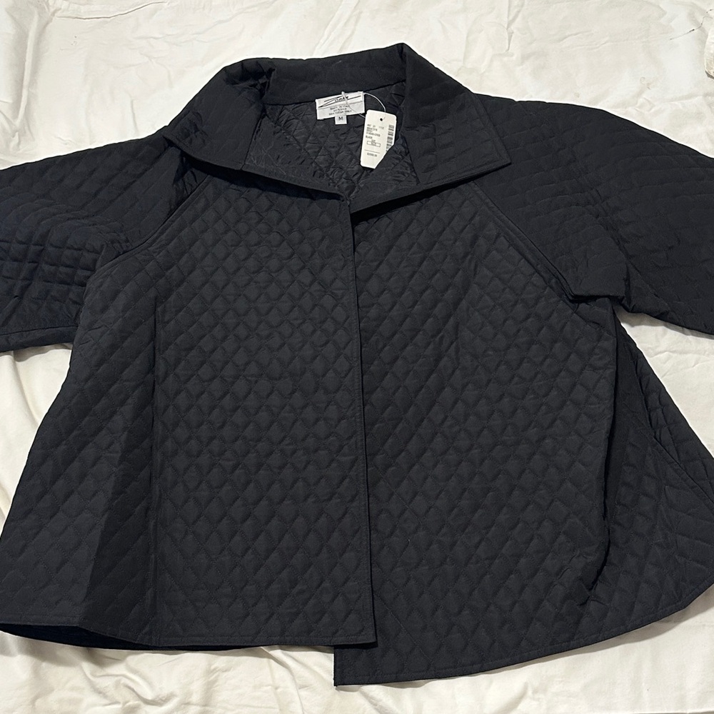 Zoran Black Quilted Pea Coat - Picture 3 of 6
